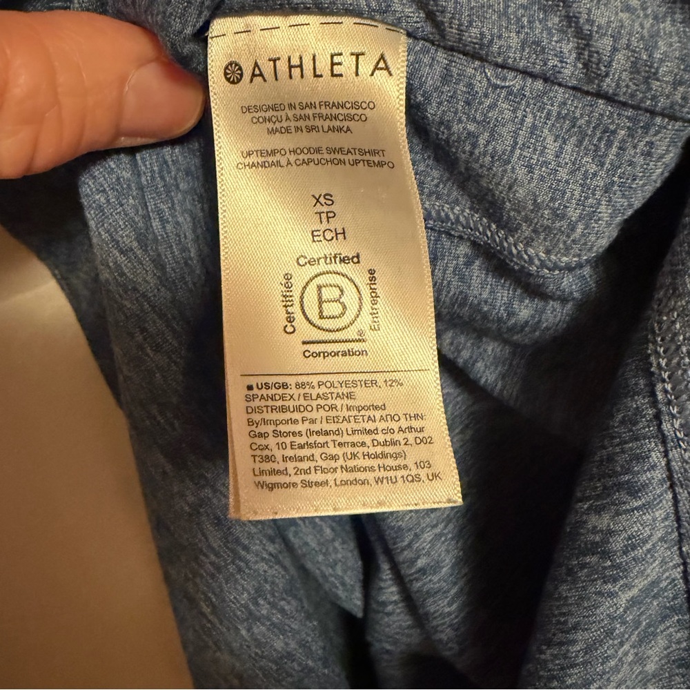 Athleta‎ Heathered Blue Long Sleeve Hoodie xs - Picture 5 of 5